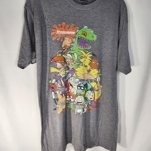 Nickelodeon Cartoons Graphics Grey Tee Shirt Size Large